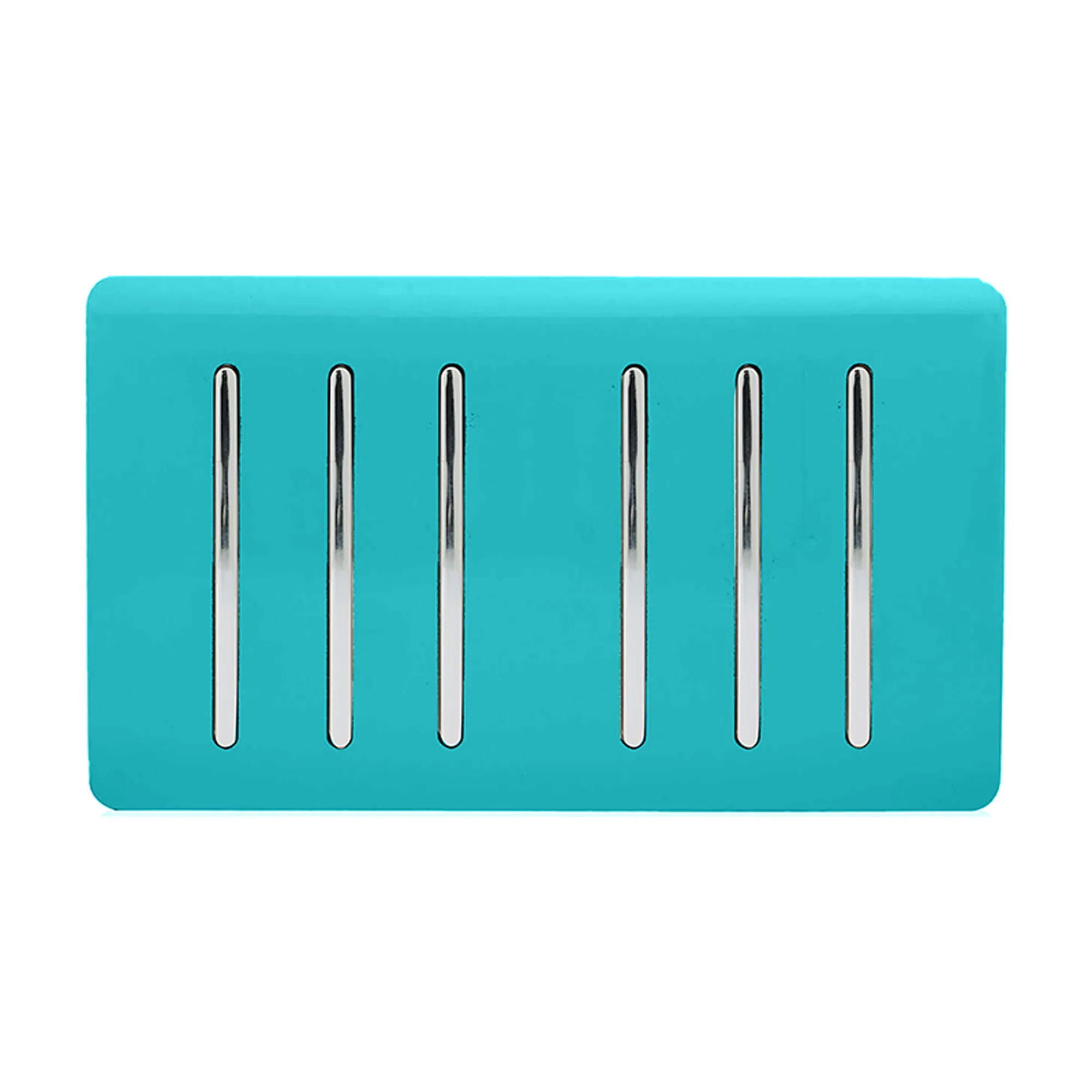 ART-SS66BT  6 Gang 2 Way 10 Amp Rocker Twin Plate Bright Teal
